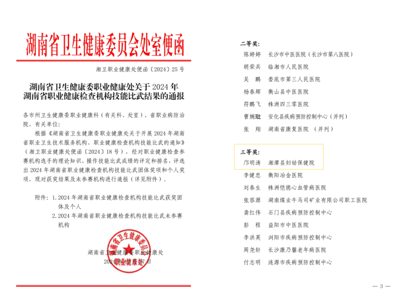 湘潭县妇幼保健院邝明涛省职业健康检查机构技能比武创佳绩!守护健康不负韶华 湘潭县妇幼保健院邝明涛省职业健康检查机构技能比武创佳绩!守护健康不负韶华