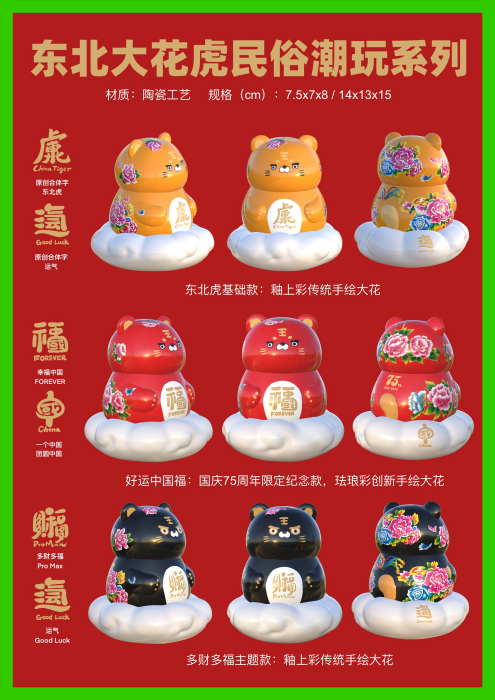 文创大赛“华彩”赛道作品：东北大花虎——非遗民俗潮玩摆件系列