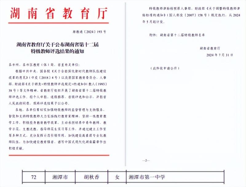 喜报丨热烈祝贺我校胡秋香老师获评湖南省第十二届特级教师 喜报丨热烈祝贺我校胡秋香老师获评湖南省第十二届特级教师